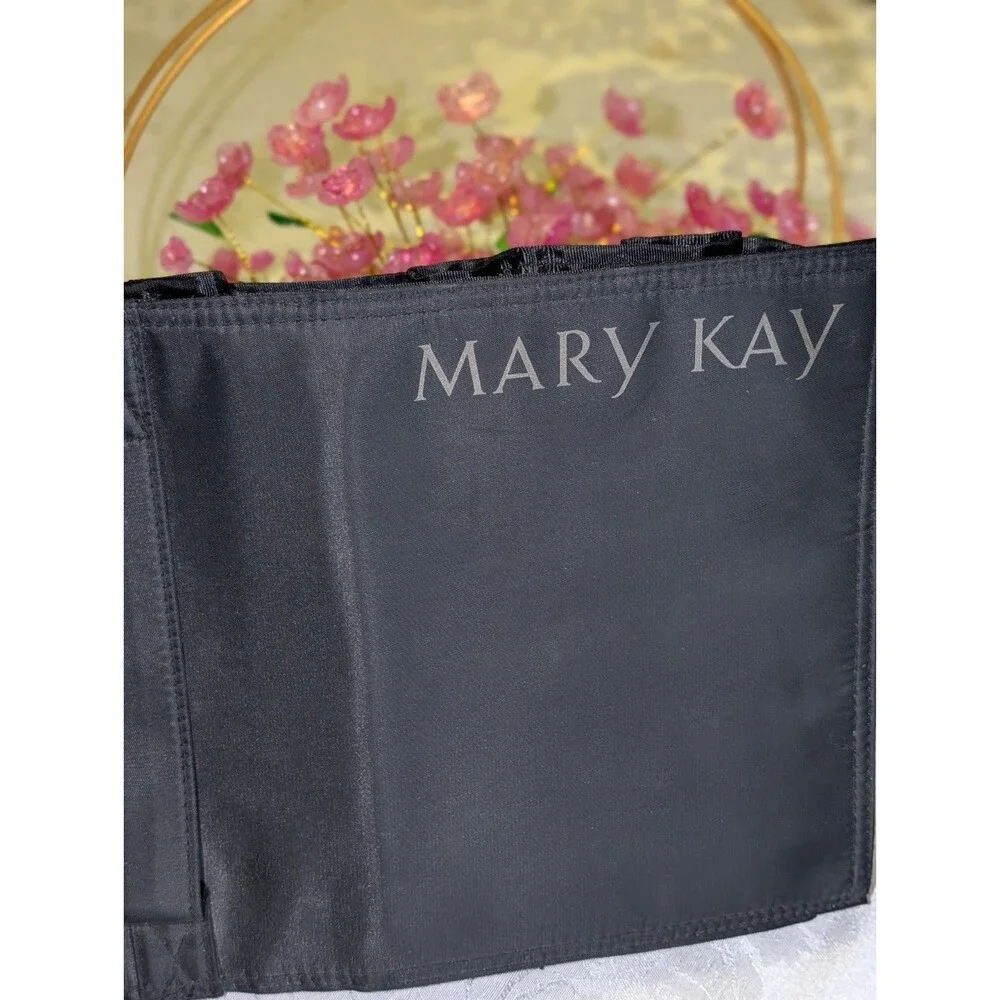 Mary Kay Folding Makeup Organizer Bag Black/Pink Zippered Clear Pouches